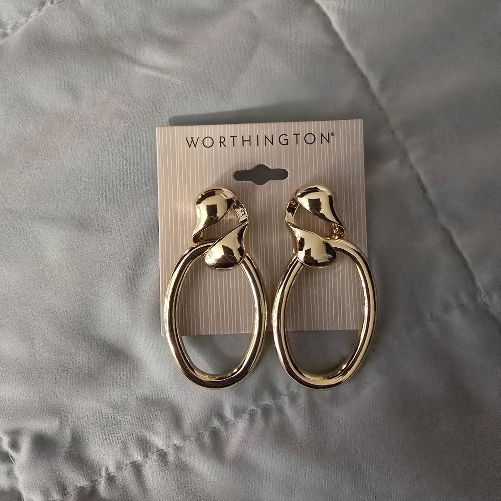 Worthington Gold-Tone Sculpted Loop Earrings